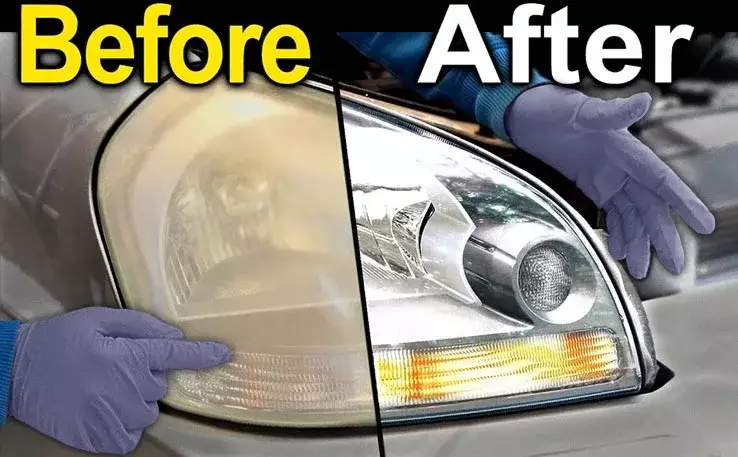 Slide Image 01 - Headlight Before and After Restoration